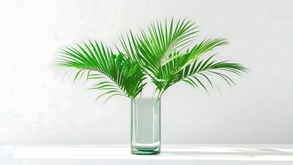 Obraz premium Tropical palm plant in a stylish vase illustration for a summer beach paradise