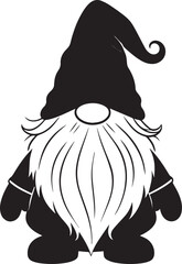 Christmas Gnome Silhouette in Black | Cute Holiday Illustration Vector Format