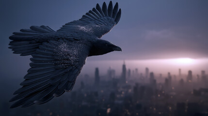 Fototapeta premium Ma'at Balance Beast: Guardian of Social Justice Over the City