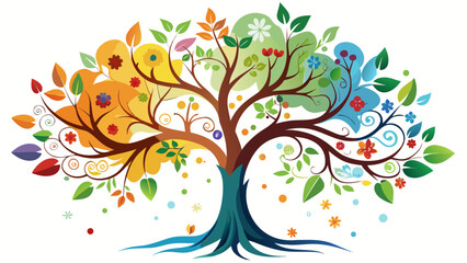 abstract tree with flowers