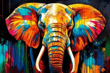 An eye-catching elephant artwork showcasing a palette of colors.