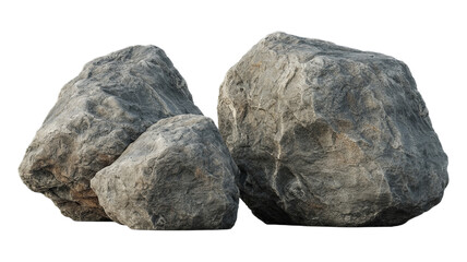 Three Natural Sedimentary Rocks Isolated on transparent Background