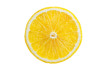 Fresh yellow lemon slice isolated on transparent background