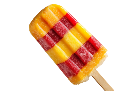 Colorful checkered fruit popsicle on a stick isolated on transparent background