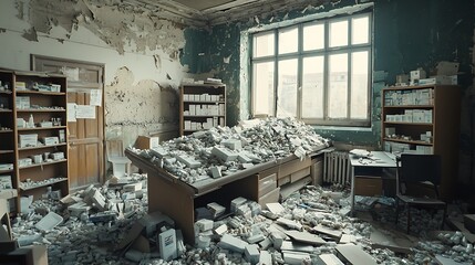 Abandoned office room interior