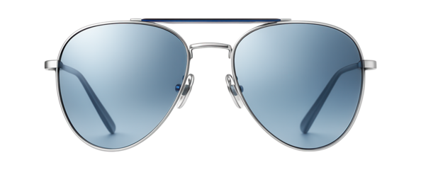 Silver metal aviator frames with mirrored blue lenses