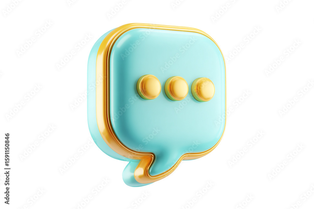 Fototapete 3d speech bubble icon with three dots isolated on transparent background