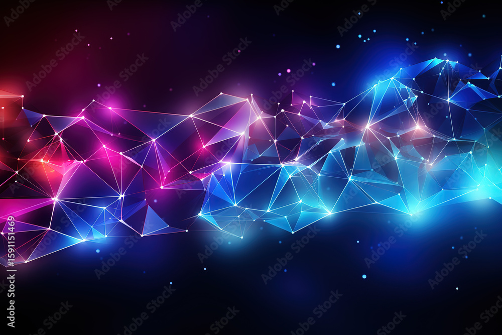 Poster futuristic polygonal background illustrating network connections and data links