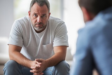 Supportive doctor reassuring a concerned overweight patient in the emergency room, discussing test results with compassion and providing emotional support for middle-aged health, Generative AI