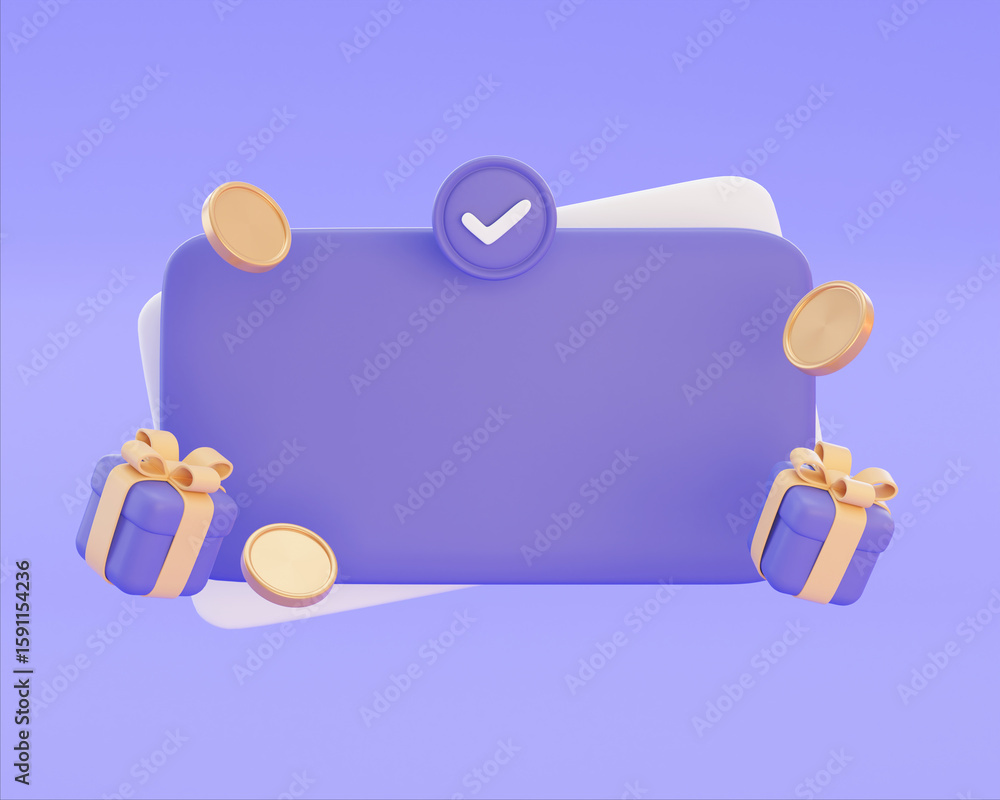 Fototapete blank board with checkmark isolated on solid background. blank board. chat box, announcement concept