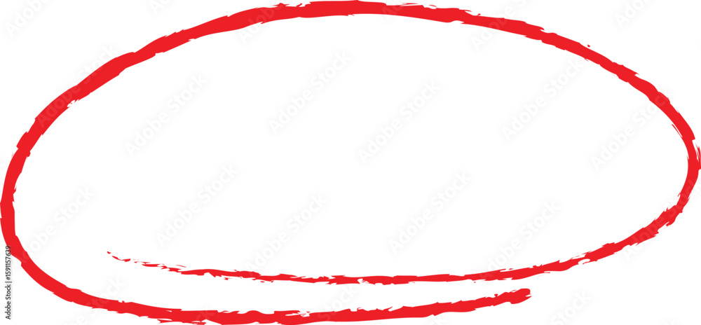 Poster red brush stroke circle paint. highlight hand drawing different circles isolated on the background, 
