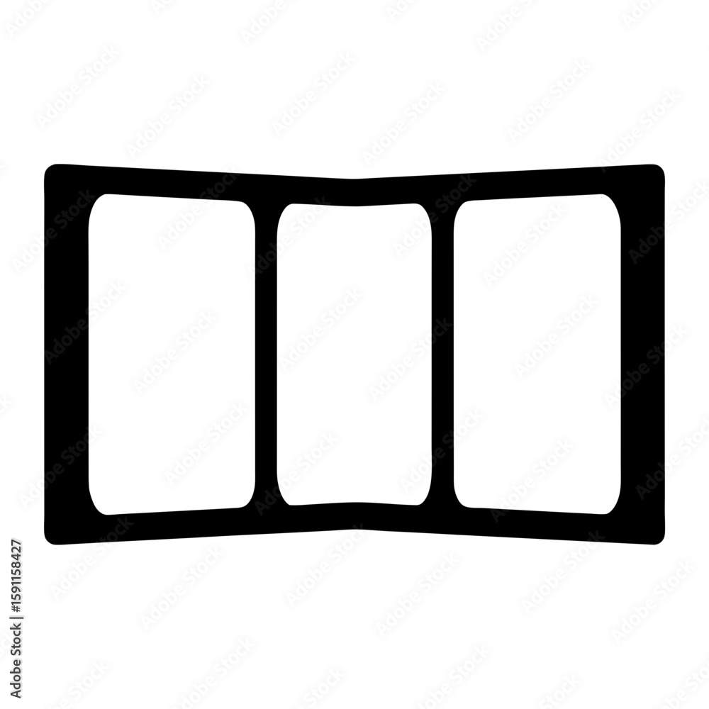 Poster three adjacent rectangular frames with rounded corners and a minimalist aesthetic
