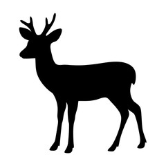 Fototapeta premium Striking Black Silhouette of a Majestic Deer on a White Background