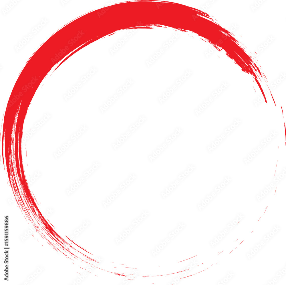 Poster red abstract brush stroke circle on a white background with copy space