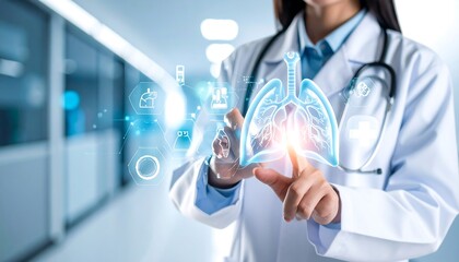 Doctor interacting with digital lung image