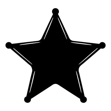 Black sheriff star badge icon, symbolizing law enforcement and western themes