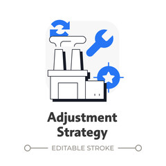 Adjustment strategy flat outline concept icon. Flexible resources increasing system. Capacity management regulation. Modern line illustration with blue glyphs. Conceptual visual. Easy to edit