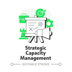 Strategic capacity management flat outline concept icon. Sufficient resources amount to meet future demands growth. Modern line illustration with green glyphs. Conceptual visual. Easy to edit