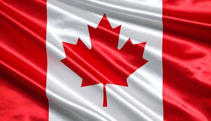 Canadian Flag: Red Maple Leaf on White and Red Background