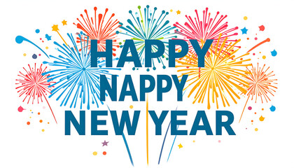 Colorful Fireworks Display Celebrating Happy New Year