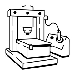 A drawing style icon showing hydraulic press

