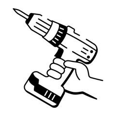 A doodle style icon showing screwdriver 
