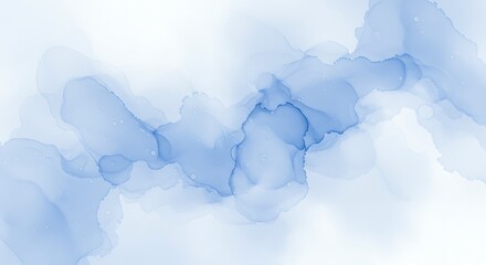 Obraz premium Abstract Flowing Blue Ink Painting on White, Smooth Light Texture