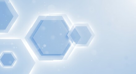 Abstract Light Blue Hexagon Shapes Floating on Gradient Background
