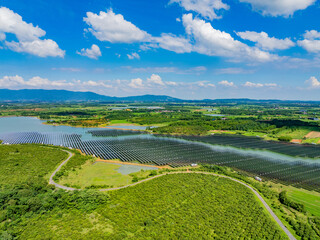 Photovoltaic panels aerial photography on water