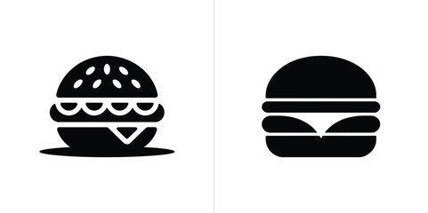 Fototapeta premium Two burger icons with transparent background and minimalist flat style design