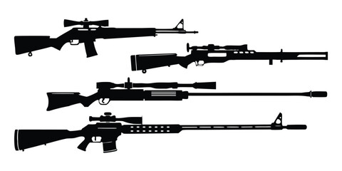 Rifle Silhouettes  Bolt Action, Musket, Sniper & Tactical Guns in Vector Style