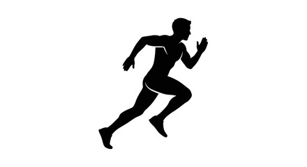 Silhouette of a runner in action, a sleek design ideal for sports branding, athletic promotions, and fitness related materials.