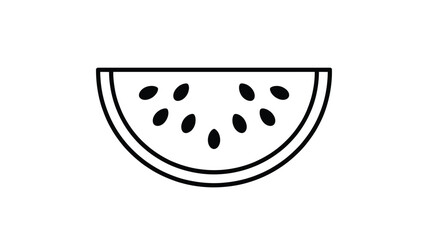 Simple Line Drawing of a Watermelon Slice