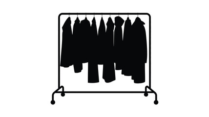 Silhouette of Coats Hanging on a Clothing Rack