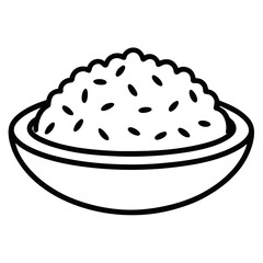 plate of rice line art on white background