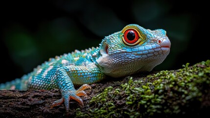 Obraz premium Close-up of vibrant lizard on branch