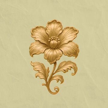 Elegant golden floral animation isolated asset, transparent 4K video, alpha channel, ProRes 4444