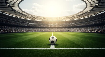 soccer ball on the stadium, soccer football field.
