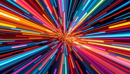 an abstract design resembling a galaxy, with vibrant colors and light streaks that give an impression of movement and space