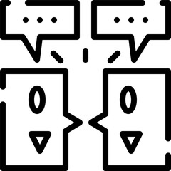 Modern Rounded Outline Meeting Icon – Business Discussion Icon in Outline Style for Team, Office, and Corporate UI