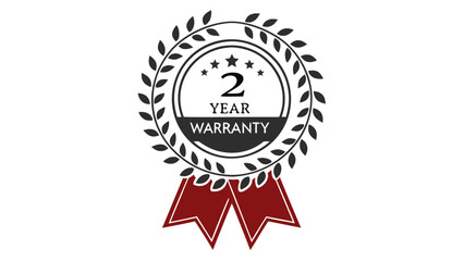 Fototapeta premium Two year warranty graphic design with laurel wreath and ribbon accents, offering a symbol of assurance and product guarantee.