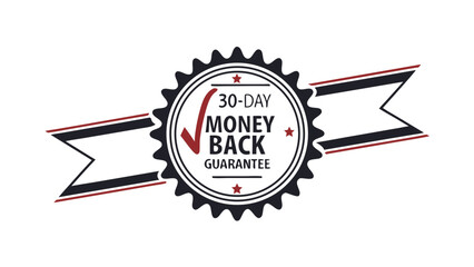 Enjoy a graphic element of a thirty day money back guarantee badge, perfect for marketing and promotional materials.