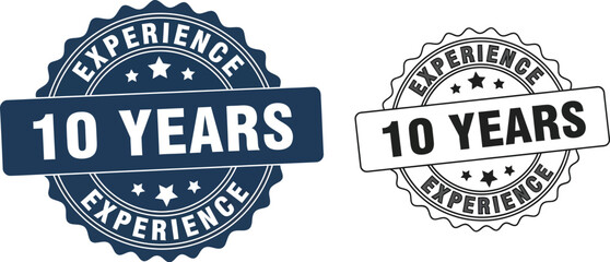 Ten years experience stamp vector illustration for business and company success and trusted service