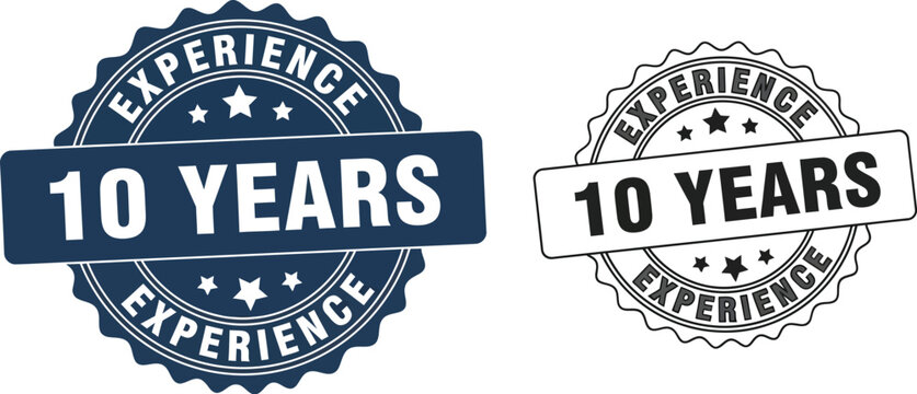 Ten years experience stamp vector illustration for business and company success and trusted service