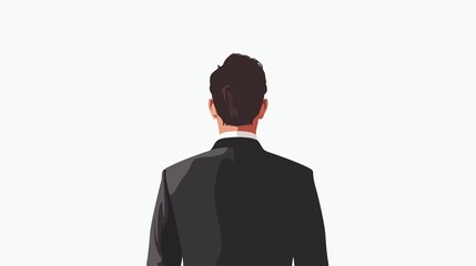 A businessman in a dark suit gazes forward, depicted with a distinctive pixelated digital art style, ready for success.