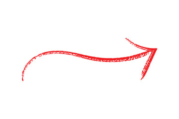 Hand drawn red Curved upward arrow icon sketch style
