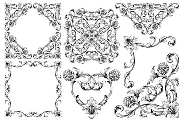 Frames And Borders Classical baroque vector of vintage element for design Decorative design element filigree calligraphy vector You can use for wedding decoration of greeting cardOR-1708-vol-136