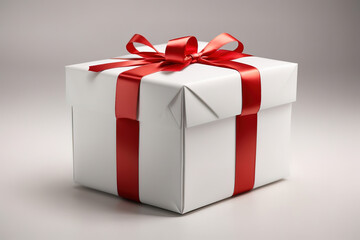 Fototapeta premium Unbelievable Gift box with a red ribbon bow isolated on transparent or white background