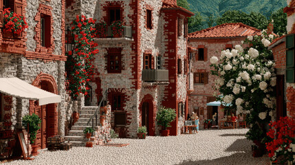 Fototapeta premium picturesque tuscan village scene essence of daily life in italy