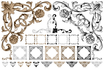 Frames And Borders Classical baroque vector of vintage element for design Decorative design element filigree calligraphy vector You can use for wedding decoration of greeting cardOR-1708-vol-136